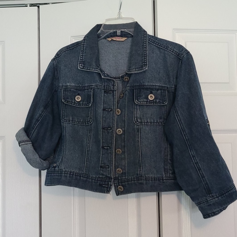 Cropped jean jacket plus size 1X
